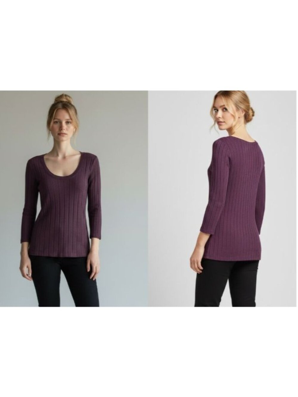 Sanctuary Ruby Scoop Ribbed 3/4 Sleeve Top, Amethyst, XS